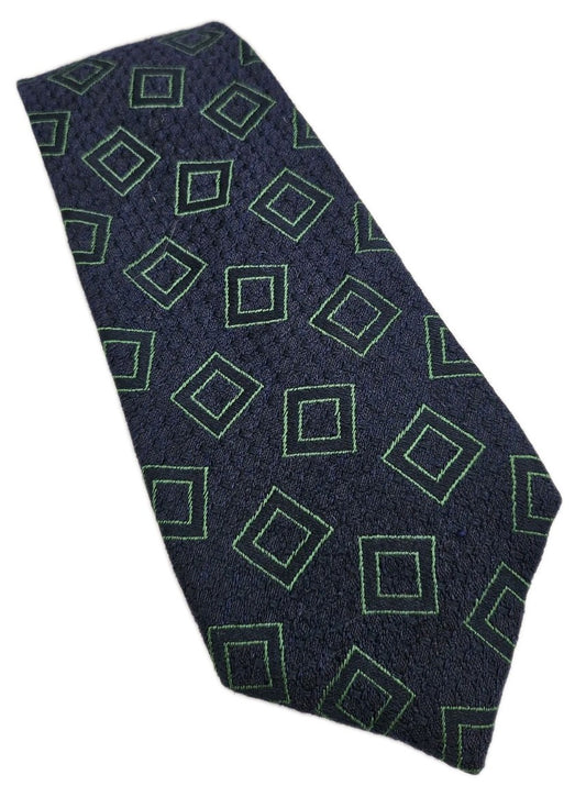 Duchamp Blue/Green Geometric Silk Tie