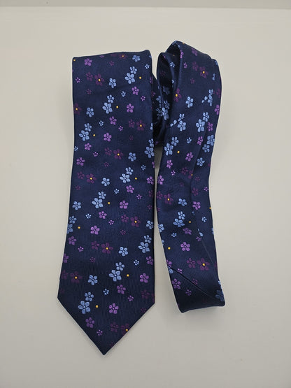 Baumler Blue Flower Pattern Mens Silk Tie Wedding Formal Neck Tie BX15