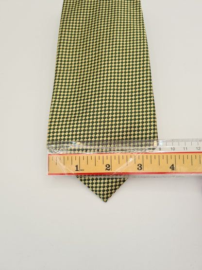 Green / Gold Diamond Pattern Formal Silk Tie | Designer Mens Tie UK Vintage Mens Tie UK BX14