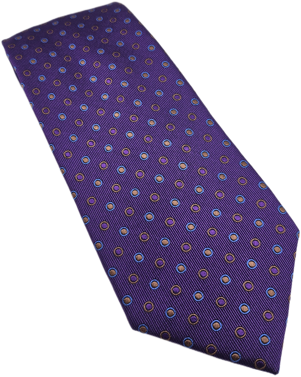 Van Buck Silk Tie Mens Purple Polka Dot Designer Vtg Retro Wedding Neck Tie BX2