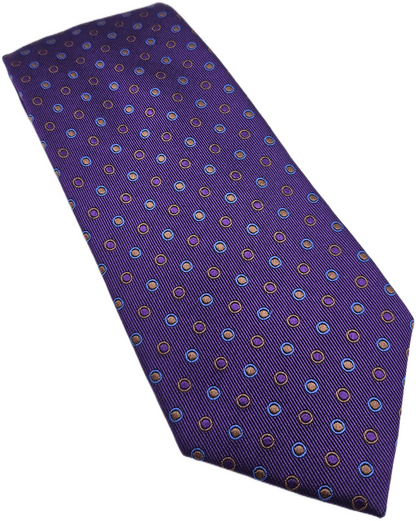 Van Buck Silk Tie Mens Purple Polka Dot Designer Vtg Retro Wedding Neck Tie BX2