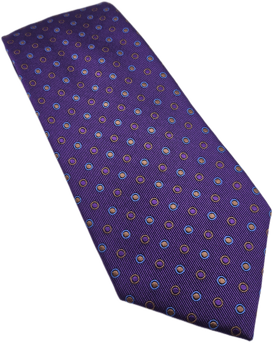 Van Buck Silk Tie Mens Purple Polka Dot Designer Vtg Retro Wedding Neck Tie BX2