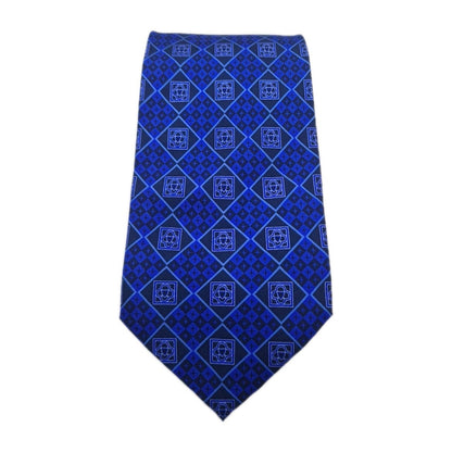 Fox & Chave Royal Palaces Blue Mens Silk Tie Classic Designer Necktie Formal Vintage Mens Tie UK BX6