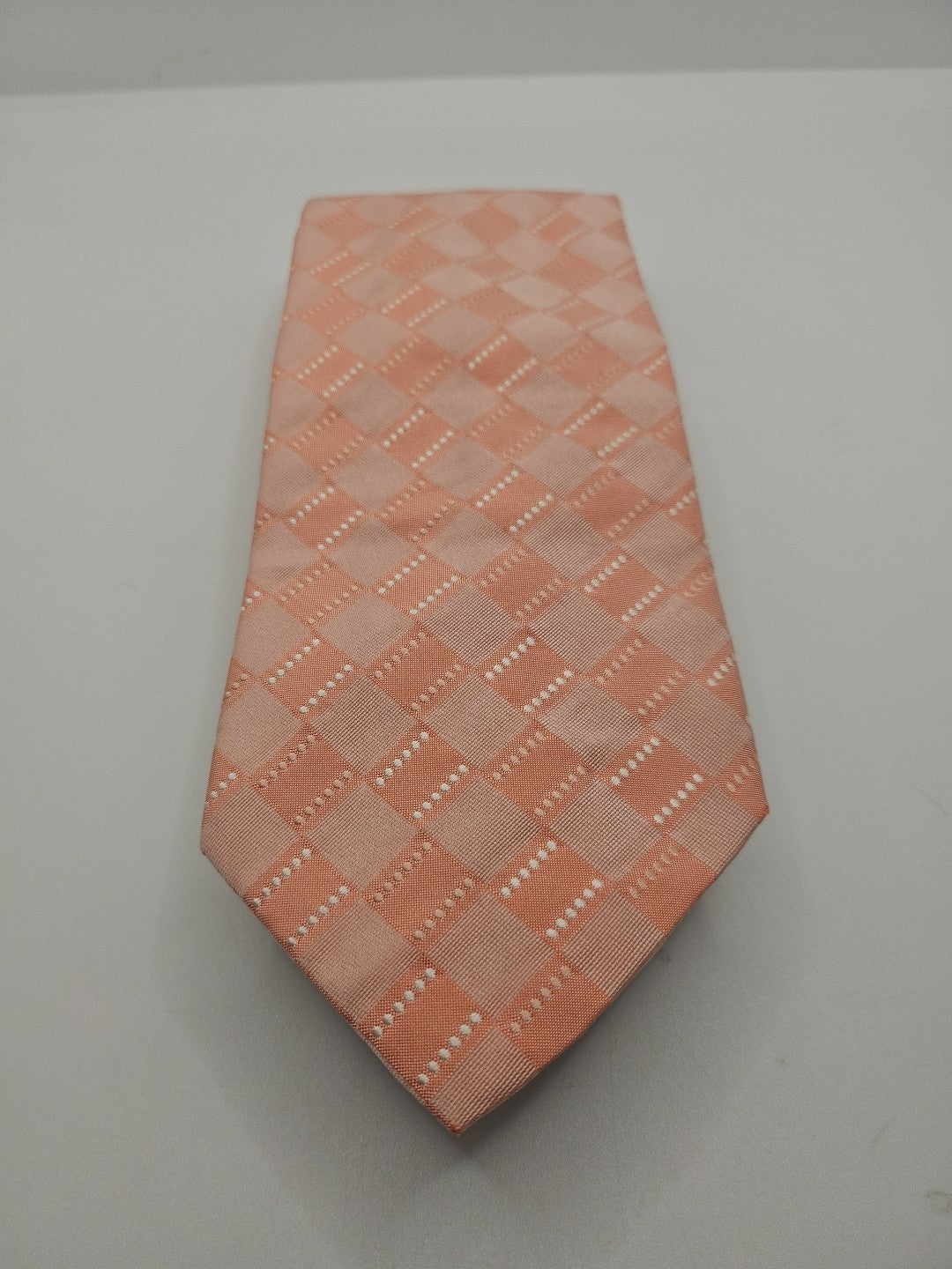 Hugo Boss Peach Geometric Pattern Mens Silk Tie Wedding Formal Neck Tie BX15