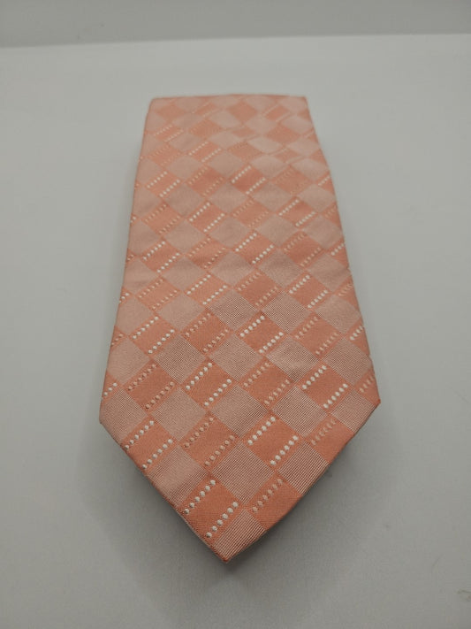 Hugo Boss Peach Geometric Pattern Mens Silk Tie Wedding Formal Neck Tie BX15