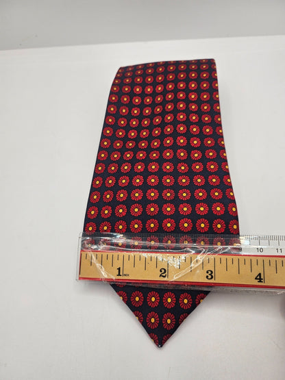 Hilditch & Key Red Floral Medallion Silk Tie