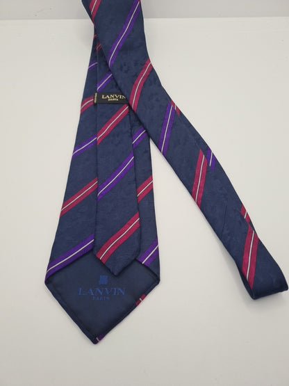 Lavin Paris Blue Stripe Mens Silk Tie Classic Designer Necktie Striped Vintage Mens Tie UK BX10
