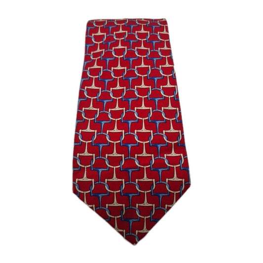 John Comfort Red Chain Pattern Mens Silk Tie Classic Designer Necktie Vintage Mens Tie UK BX12
