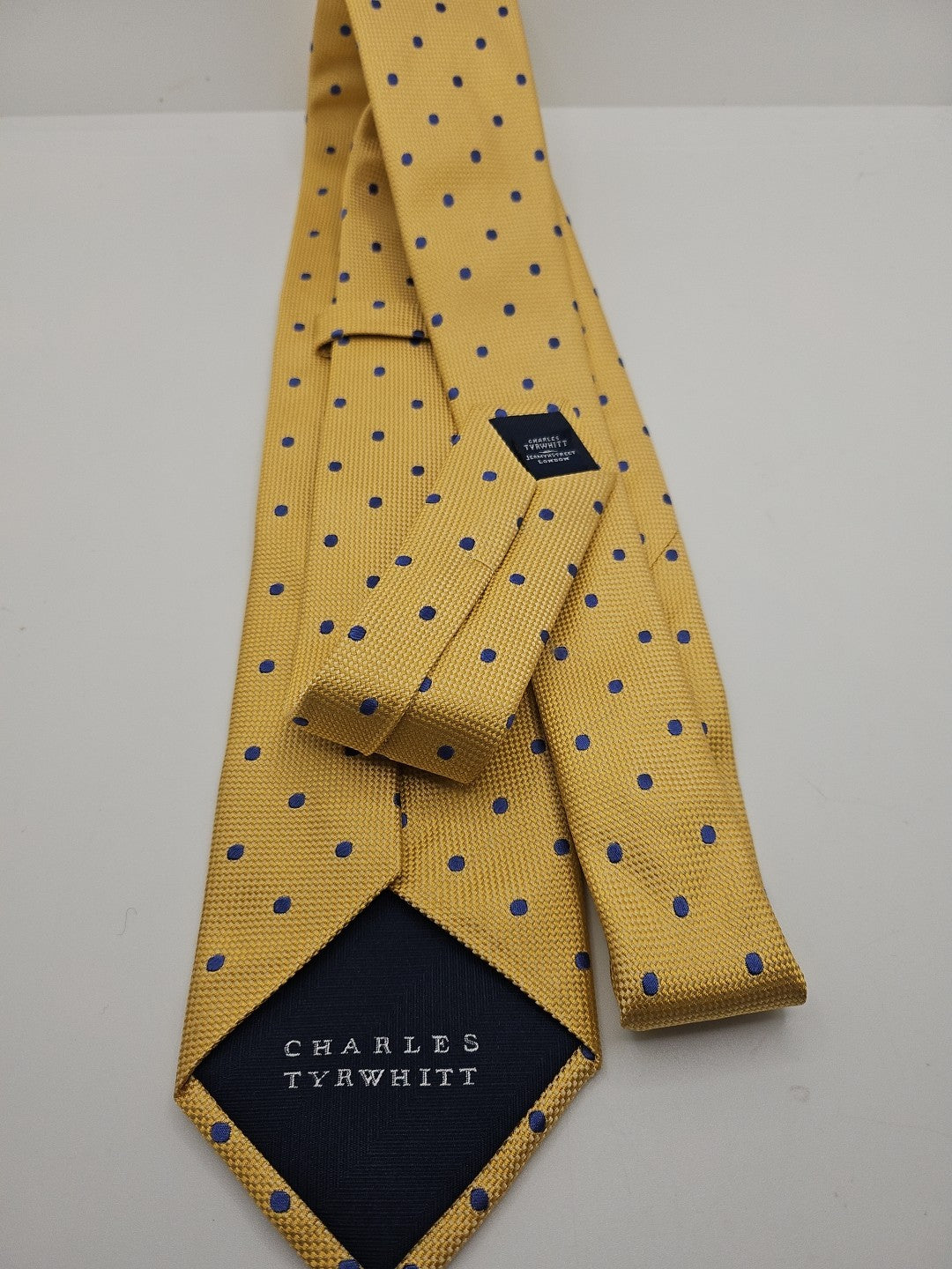 Charles Tyrwhitt Yellow / Blue Spotty Mens Silk Tie Wedding Formal Neck Tie BX13