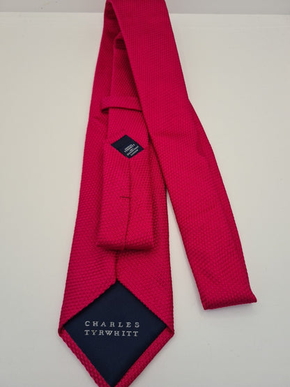 Charles Tyrwhitt Plain Bright pink Wedding Silk Tie | Designer Mens Tie UK  BX14