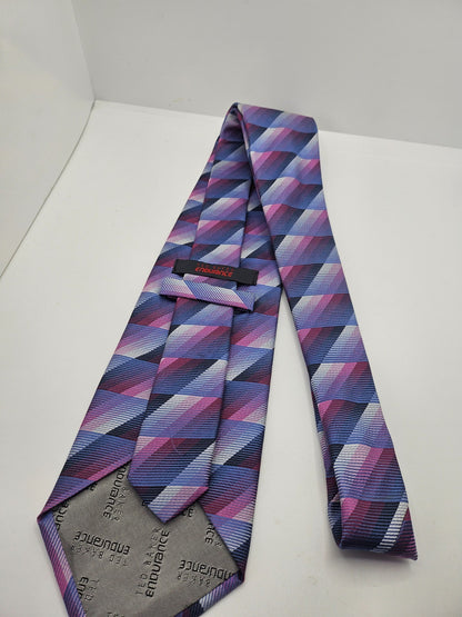 Ted Baker Endurance Silk Tie Mens Purple Pink Geometric Striped Vtg Necktie BX15