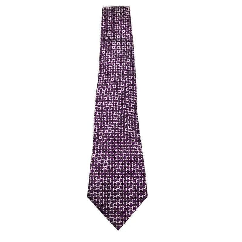 TM Lewin Men's Purple & Black Star Woven Silk Tie