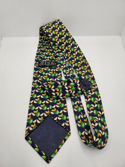 Thomas Pink Blue Green Leaves Acorns Silk Tie