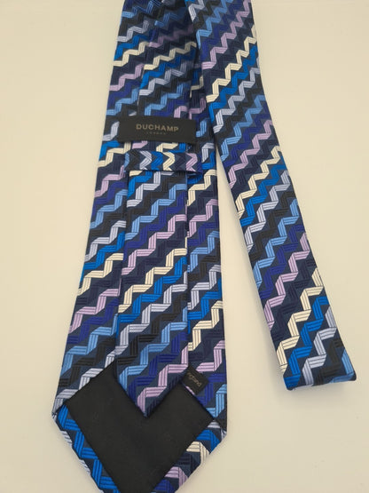 Duchamp Zig Zag pattern Mens Silk Tie Classic Designer Necktie Formal Vintage Mens Tie UK BX7