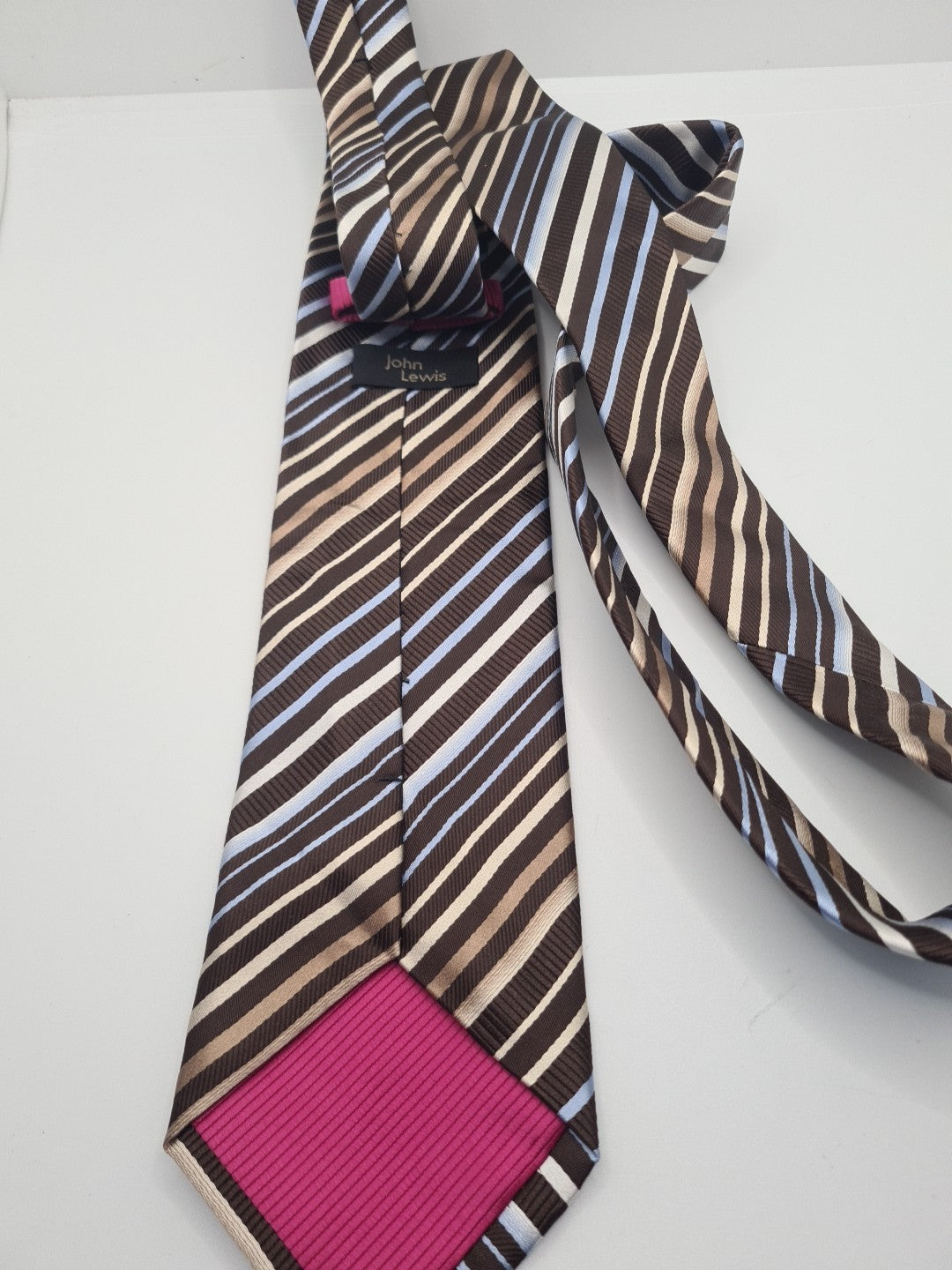 John Lewis Retro Brown Stripe Mens Silk Tie Classic Designer Necktie Striped Vintage Mens Tie UK BX12