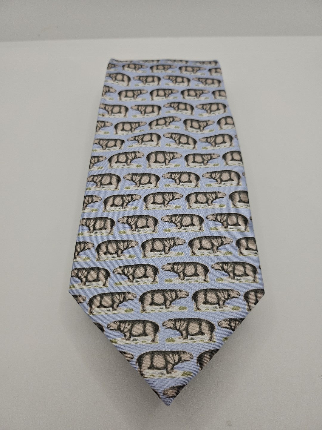 Fox & Chave Hippo Safari print Mens Silk Tie Wedding Formal Neck Tie BX18