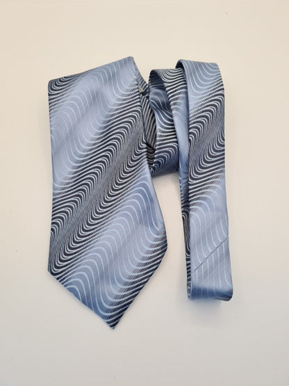 Carnival De Venise Blue Retro Pattern Wide Silk Tie | Designer Mens Tie UK Vintage Mens Tie UK BX13