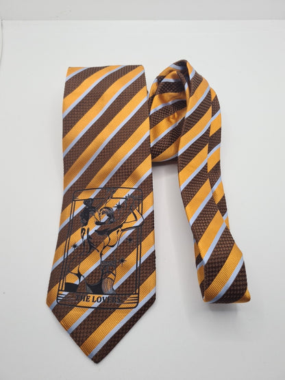 Reworked Punk Graphic Neck Tie Brown Tarot | Emo Alternative Upcycled Tie RW1 Vintage Mens Tie UK