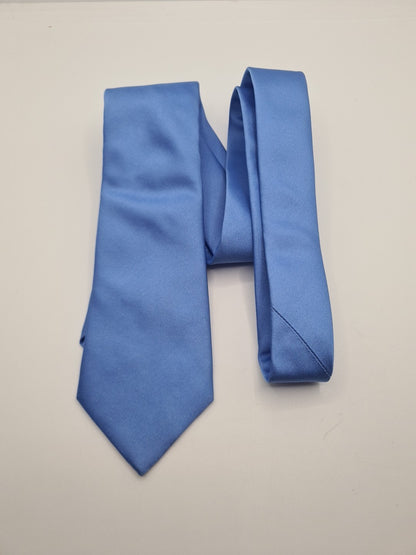 Gieves & Hawkes Plain Blue Mens Silk Tie Classic Designer Necktie Vintage Mens Tie UK BX12