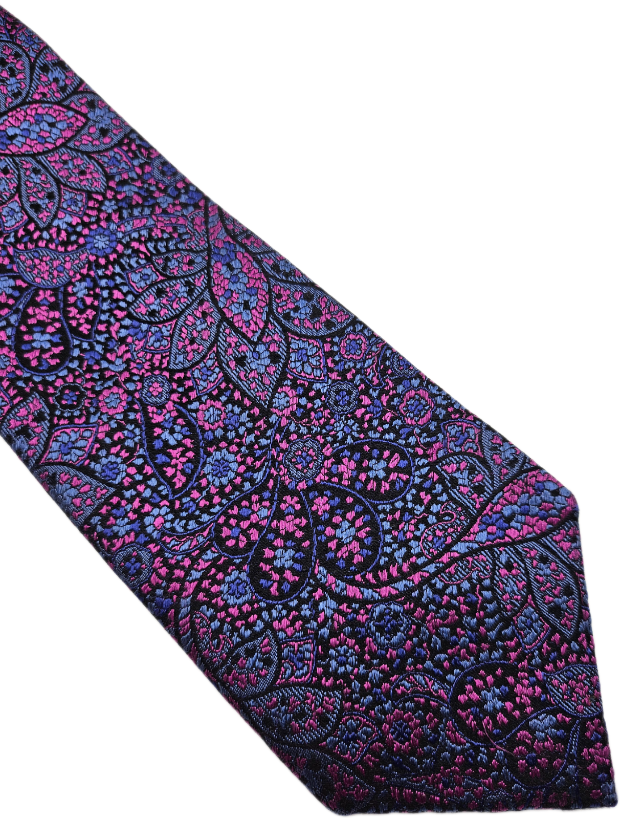 Marks & Spencer Silk Tie Mens Pink Blue Ornate Paisley Floral Retro Neck Tie BX2