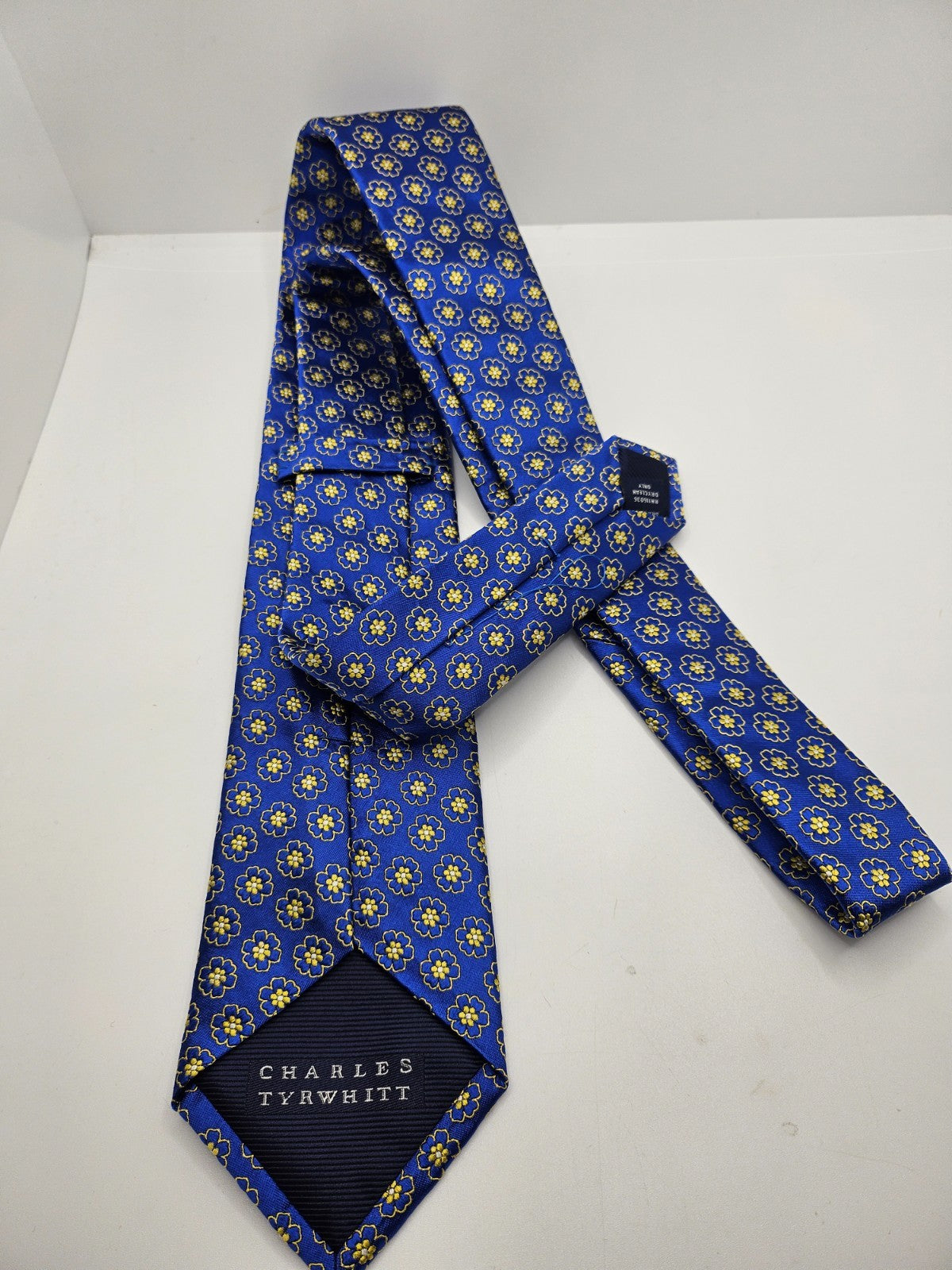 Charles Tyrwhitt Royal Blue Yellow Floral Foulard Silk Tie