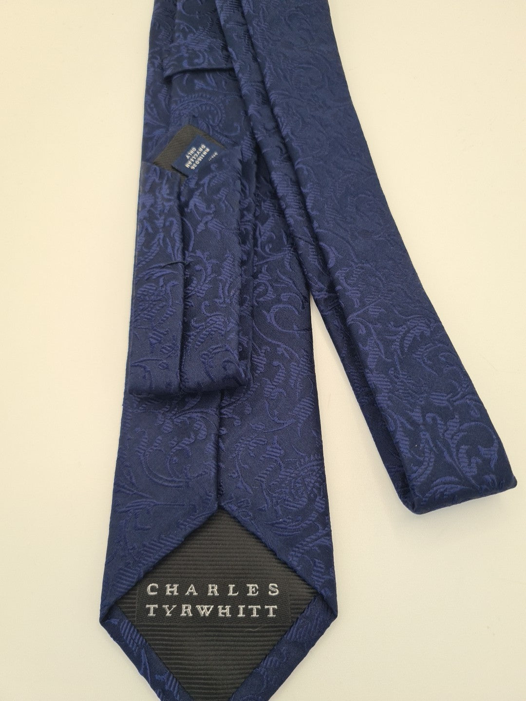 Charles Tyrwhitt Blue Thin Floral Mens Silk Tie Classic Embroidered Necktie Vintage Mens Tie UK BX12
