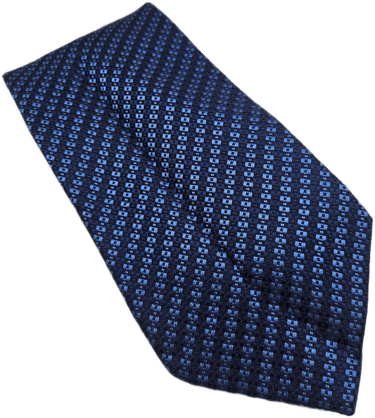 Hawes & Curtis Silk Tie Mens Blue Small Pattern Woven Vintage Retro Necktie BX24