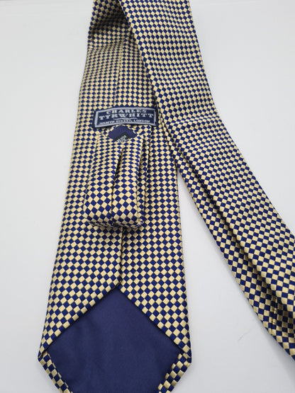 Charles Tyrwhitt Blue Yellow Diamond Mens Silk Tie Classic Designer Necktie Vintage Mens Tie UK BX13