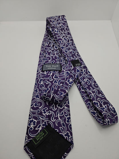 Van Buck Purple Floral Pattern Mens Silk Tie Wedding Formal Neck Tie BX17