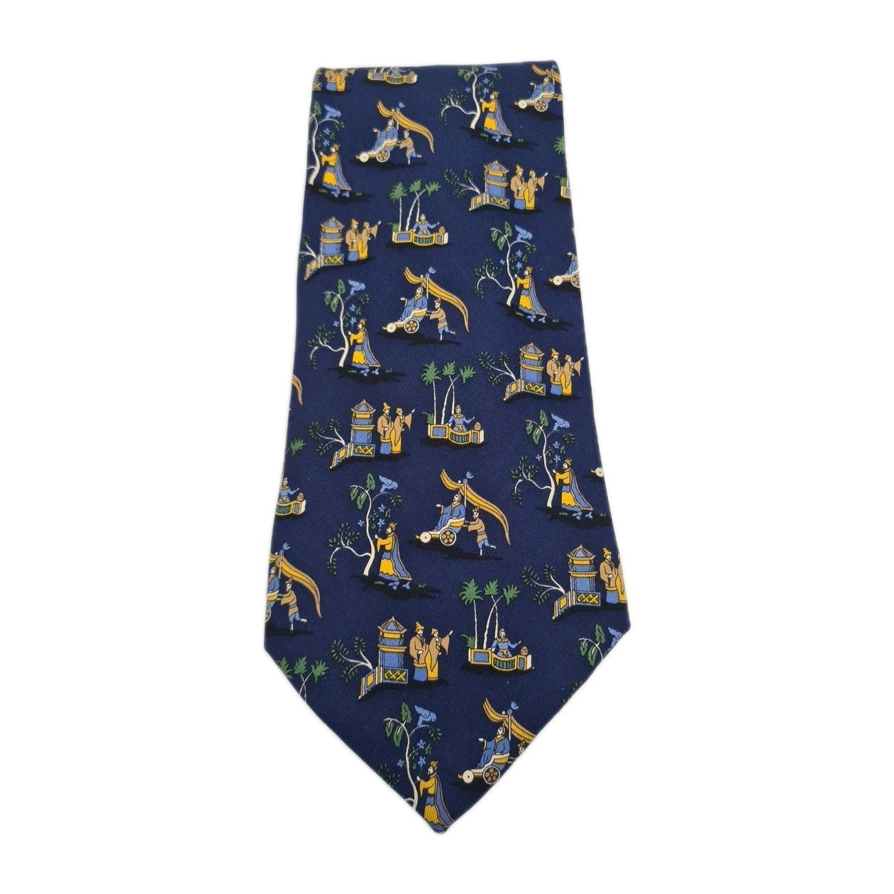 Salvatore Ferragamo Blue Rare Pattern Silk Tie | Designer Mens Tie UK  BX11