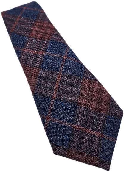 Next Signature Navy Brown Check Silk Tie