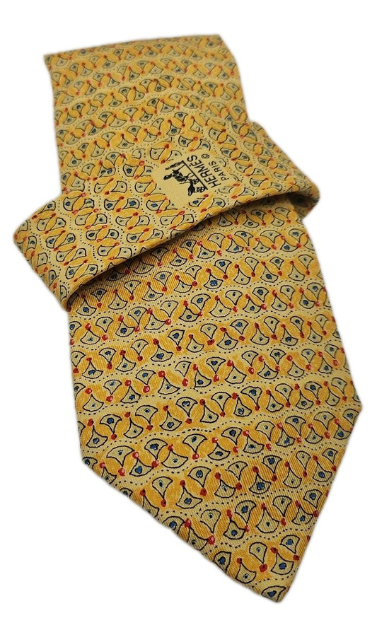 Hermes yellow 7828 Pattern Designer Mens Silk Tie Wedding Formal Neck Tie BX18