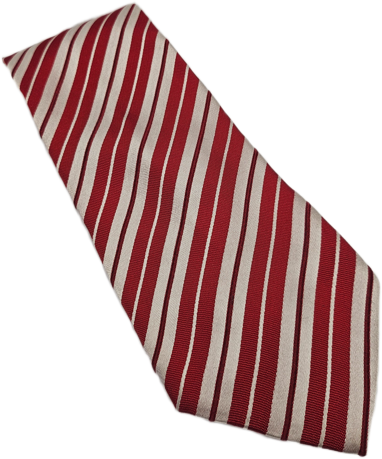 Edsor Kronen Red Silver Striped Silk Tie