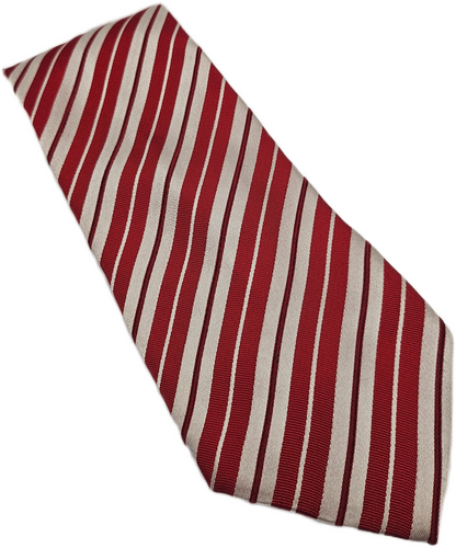 Edsor Kronen Red Silver Striped Silk Tie