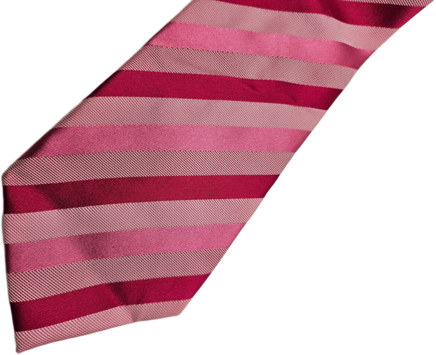 T.M.Lewin Silk Tie Mens Pink Red Striped Business Vintage Wedding Neck Tie BX21