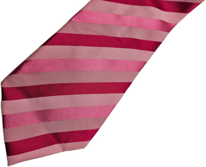 T.M.Lewin Silk Tie Mens Pink Red Striped Business Vintage Wedding Neck Tie BX21