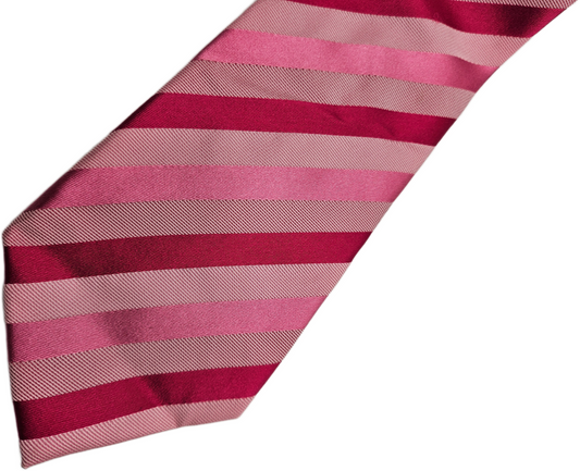 T.M.Lewin Silk Tie Mens Pink Red Striped Business Vintage Wedding Neck Tie BX21