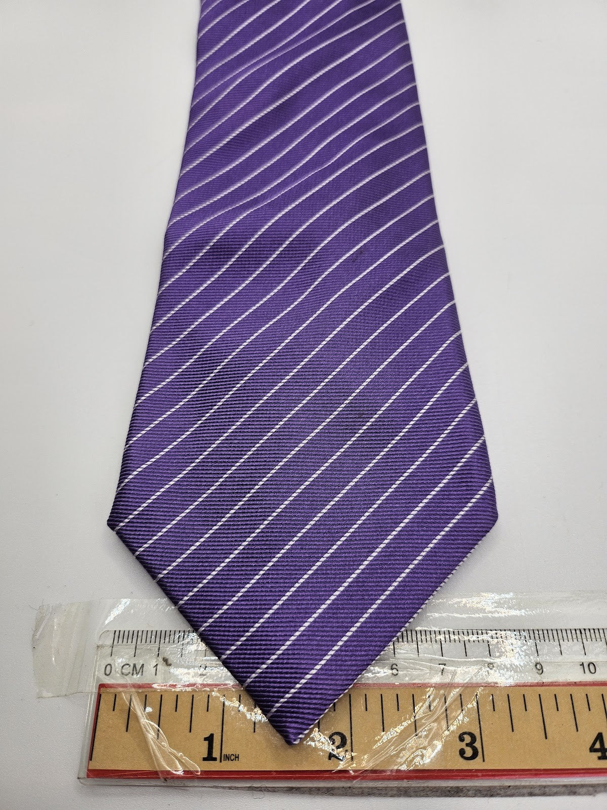 T.M.Lewin Mens Silk Tie Purple Striped Vtg Retro Wedding Neck Tie