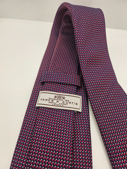 Hawes & Curtis Navy Red Micro Geometric Weave Silk Tie