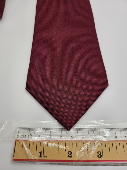 T.M.Lewin Mens Silk Tie Burgundy Plain Vtg Retro Wedding Neck Tie