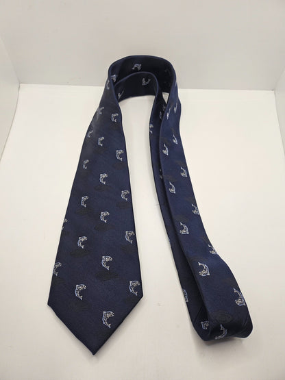 Hawes & Curtis Navy Blue Fish Silk Tie