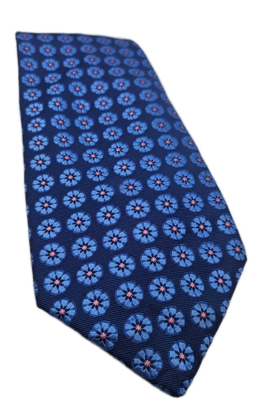 Eton Blue Embroidered Flower Mens Silk Tie Wedding Formal Neck Tie BX18