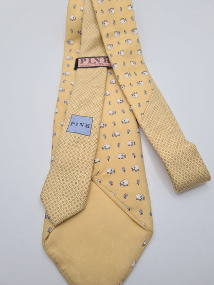 Yellow Lovers Tarot Tie | Reworked Vintage Mens Tie UK | Statement Novelty BX11