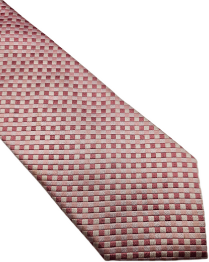 T.M.Lewin Silk Tie Mens Pink Micro Check Geometric Formal Wedding Neck Tie BX21