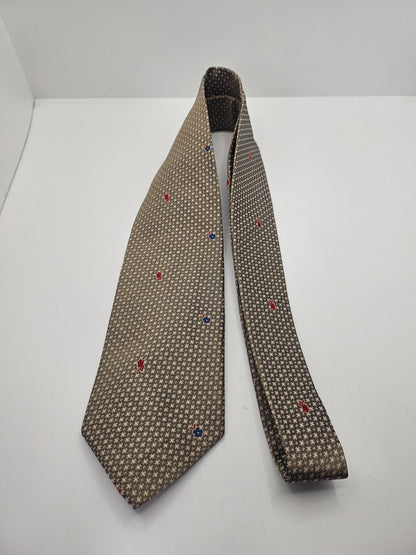 Trussardi Brown Geometric Floral Silk Tie