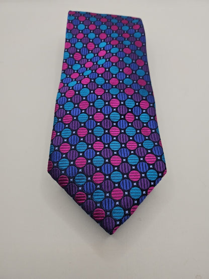 Circle Purple Retro pattern Mens Silk Tie Wedding Formal Neck Tie BX15