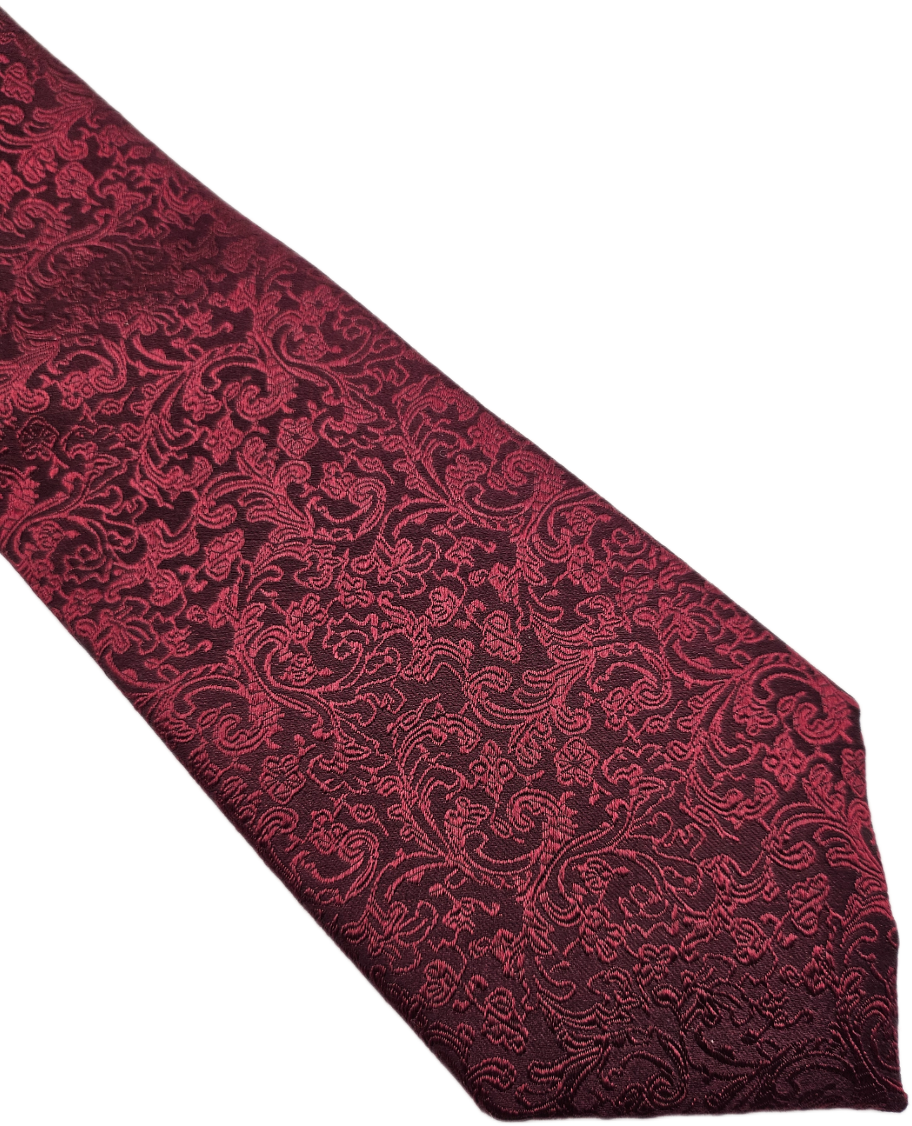 Moss 1851 Silk Tie Mens Burgundy Red Paisley Woven Jacquard Vintage Neck Tie BX1