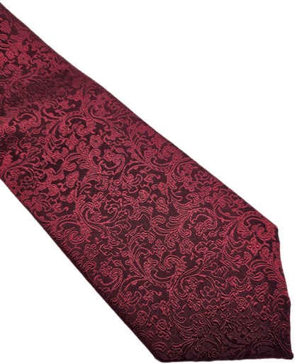 Moss 1851 Silk Tie Mens Burgundy Red Paisley Woven Jacquard Vintage Neck Tie BX1