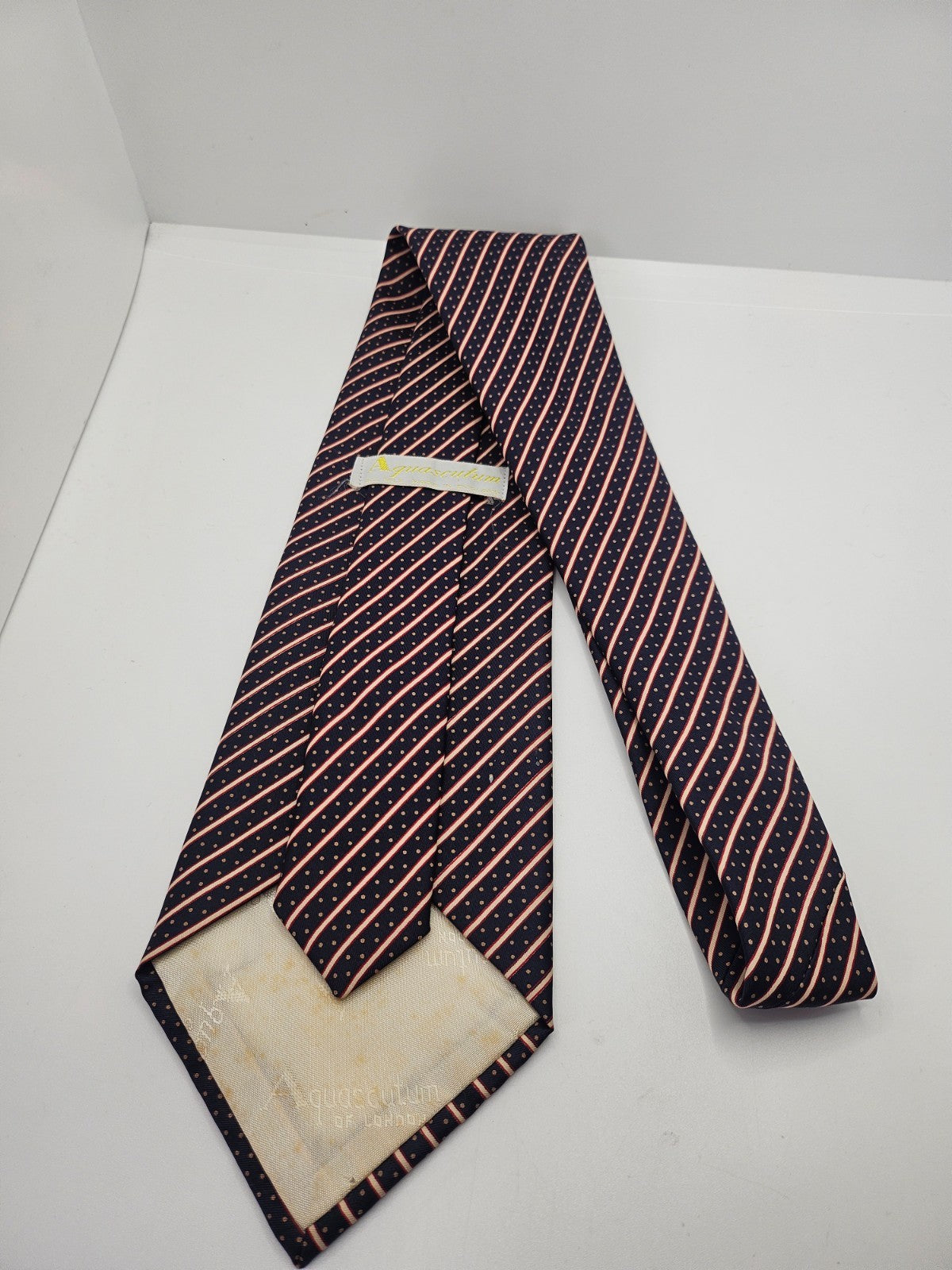 Aquascutum Navy Stripes Dots Silk Tie