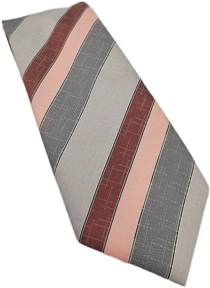 St Michael Pink Grey Striped Silk Tie